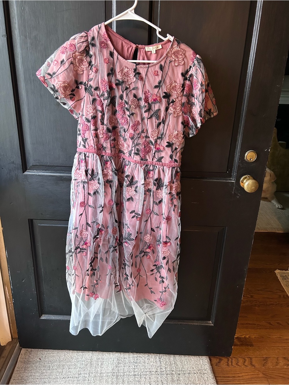 Women’s Pink Floral Embroidered Party Dress